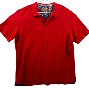 Robert Graham Men's Polo Shirt 2XL Red Paisley Placket